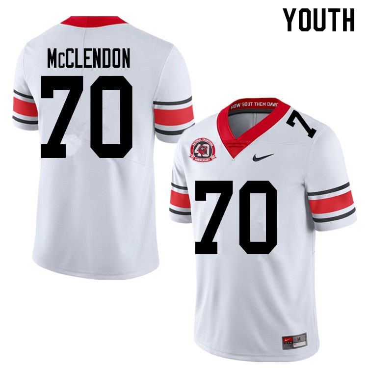 Georgia Bulldogs Youth Warren McClendon #70 White 2020 1980 National Champions 40th Anniversary Stitched College UGA Football Jersey 23CC014VC